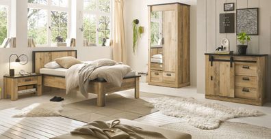 Schlafzimmer Set komplett mit Bett Schrank Kommode Nachttisch in Used Wood Stove