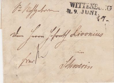 vollständiger Vorphilabrief aus dem Jahr 1844 von Wittenburg nach Schwerin