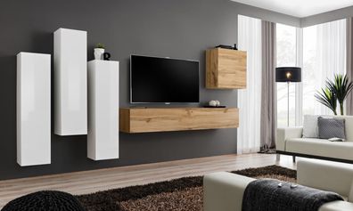 Modern TV Ständer Holz Wohnzimmer Möbel Braun Wandschrank Neu Wohnwand