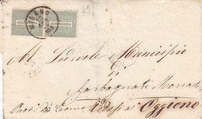 Italien Königreich Brief aus dem Jahr 1864 von Milano nach Oggiono
