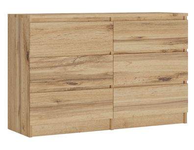 Sideboard Kommode 6 120cm - mit 6 Schubladen Größen (Wotan Eiche)