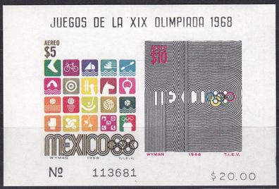 Mexiko Olympische Spiele 1968 1000 x Block 18 postfrisch MNH/ * ** Mi-€ 1300