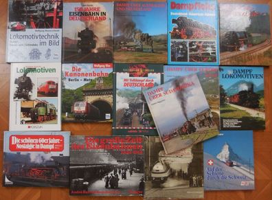 15 Bücher - Eisenbahn, Lokomotive, Dampflock usw.