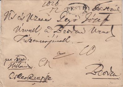 Ungarn Vorphilabrief aus dem Jahr 1836 von Pesth nach Beodra