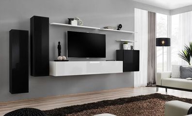 Wohnwand Set 7tlg TV-Ständer Luxus Designer Sideboard Wohnzimmer Wandregal Neu