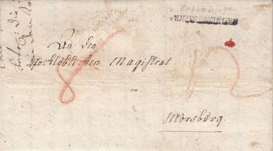vollständiger Vorphilabrief aus dem Jahr 1809 von v. Enzweihingen nach Mörsburg