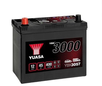 YUASA YBX3057 12V 45Ah 400A SMF Battery ( + Adaptor T3 to T1)