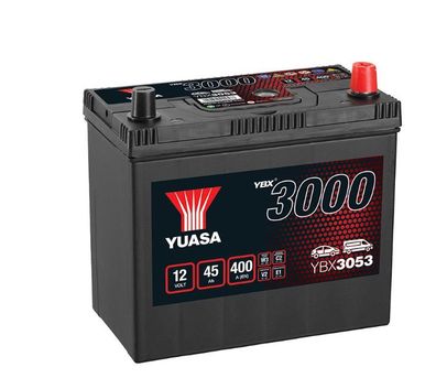 YUASA YBX3053 12V 45Ah 400A SMF Battery ( + Adaptor T3 to T1)