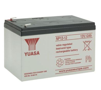 Yuasa NP12-12 Industrial 12V/12Ah VRLA Batterie VdS AGM-Blockbatterie