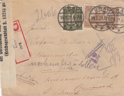 Deutsches Reich Zensurpost aus dem Jahr 1921 von Kray nach Steiermark