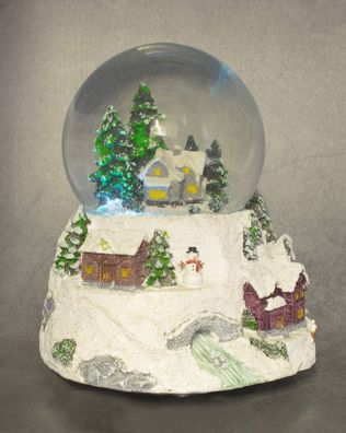 LED Schneekugel mit Musik - 16 x 14 cm - Weihnachts Deko Glitzer Schüttel Kugel