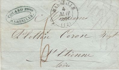 Frankreich vollst Vorphilabrief aus dem Jahr 1841 von Marseille nach St. Etienne