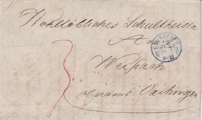 vollständiger Vorphilabrief aus dem Jahr 1851 von Canstatt nach Weissach