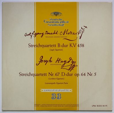 Deutsche Grammophon LPM 18 315 - Streichquartett B-Dur KV 458 (Jagd-Quartett); S