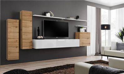 Wohnwand Wohnzimmer Set 7tlg TV Ständer Neu Regal Luxus Modern Design Möbel