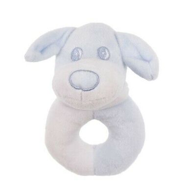 Soft Touch Rassel Welpe 12 cm weiß/ blau Spielzeug / Plüschtier / Hund / Baby