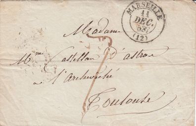Frankreich Vorphilabrief aus dem Jahr 1837 von Marseille nach Toulouse