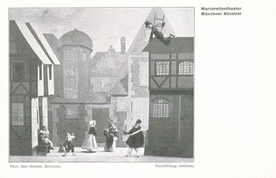 Postkarte Marionettentheater Münchner Künstler