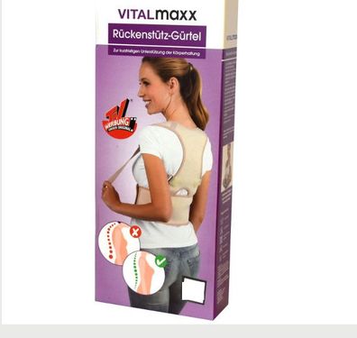 Geradehalter Rückenbandage S/ M Creme VITALmaxx Stützgürtel Körperhalterung NEU