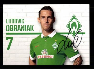 Ludovic Obraniak Autogrammkarte Werder Bremen 2014-15 Original Signiert