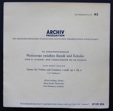 Archiv Produktion 37 159 EPA - Sonate Für Violine Und Continuo C-Moll, Op.5 Nr.