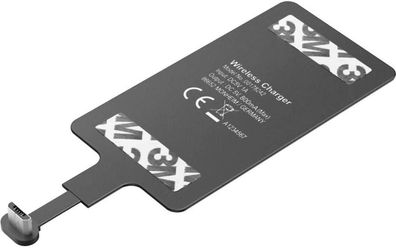 HAMA Micro USB Induktivladeempfänger Qi Charging Receiver 800 mA schwarz