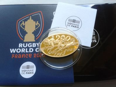 Original 200 euro 2023 PP Frankreich Rugby 1 Unze Gold - oval shaped - nur wenige Ex