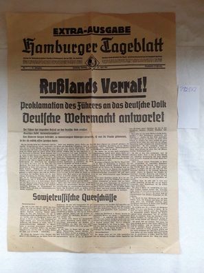 Hamburger Tageblatt 22. Juni 1941 Extra-Ausgabe: Rußlands Verrat ! Deutsche Wehrmacht