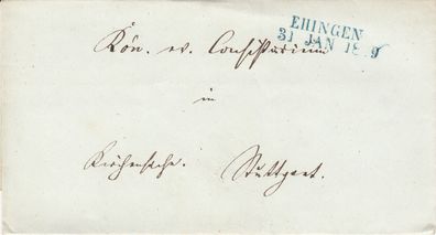 Vorphilabrief aus dem Jahr 1850 von Ehingen nach Stuttgart