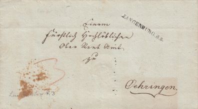 Vorphilabrief aus dem Jahr 1825 von Langenburg nach Öhringen