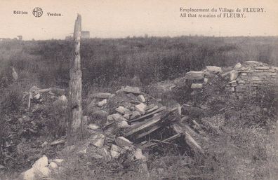 Postkarte WWI Emplacement du village de Fleury