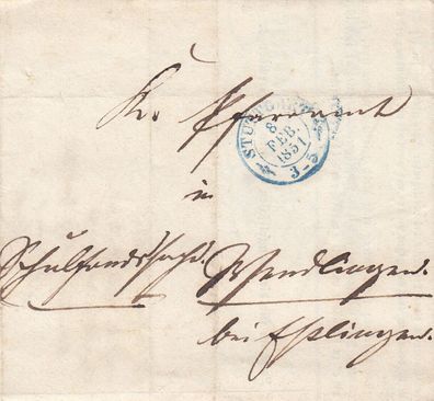 Vorphilabrief (Rechnung) aus dem Jahr 1851 von Stuttgart nach Wendlingen