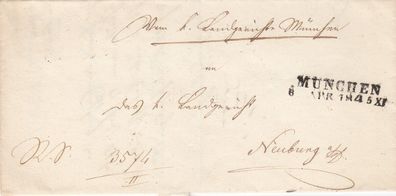 vollständiger Vorphilabrief aus dem Jahr 1845 von München nach Neuburg