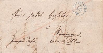 vollständiger Vorphilabrief aus dem Jahr 1847 von Zwiefalten nach Ulm