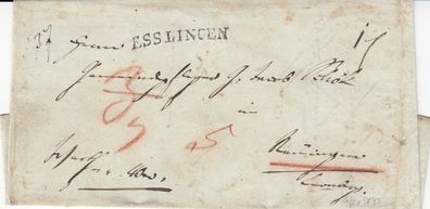 vollständiger Vorphilabrief aus dem Jahr 1842 von Esslingen nach Renningen