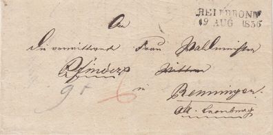 vollständiger Vorphilabrief aus dem Jahr 1836 von Heilbronn nach Renningen