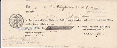 Vorphilatelie Post-Einlieferungsschein aus dem Jahr 1847 von Ellwangen L1-Stpl.