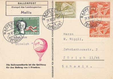 Schweiz Kinderdorf-Ballonpost 1958