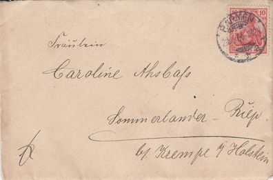 Deutsches Reich vollständiger Brief aus dem Jahr 1906 von Barmen nach Halsheim
