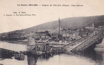 Postkarte WWI Region de Thann (Alsace) - Pont detruit