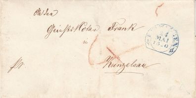 Vorphilabrief aus dem Jahr 1850 von Ellwangen nach Künzelsau