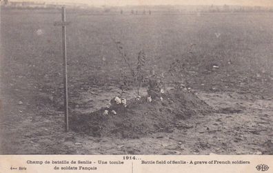 Postkarte WWI Champ de bataille de Senlis - Une tombe de soldate Francais