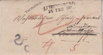 Vorphilabrief aus dem Jahr 1838 von Ludwigsburg nach ? "Vormittags"-Stpl.