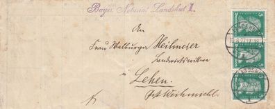 Deutsches Reich Kostenrechnung Brief aus dem Jahr 1927 von Landshut nach Lehen