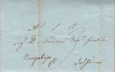 Italien vollständiger Vorphilabrief aus dem Jahr 1842 von Napoli nach Jelsi