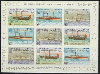 1983 Sao Tome e Principe Klb. Schiffe, Mi. 906/9 B ungezähnt, * * , ME Unbekannt!