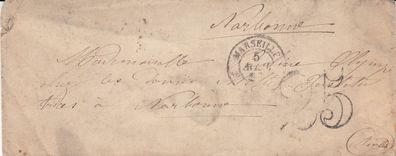 Frankreich Vorphilabrief aus dem Jahr ca. 1840 von Marseille nach Narbonne
