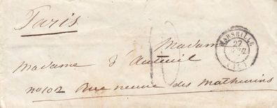 Frankreich Vorphilabrief aus dem Jahr 1848 von Marseille nach Paris