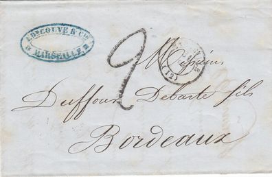 Frankreich vollst. Vorphilabrief aus dem Jahr 1849 von Marseille nach Bordeaux (1)