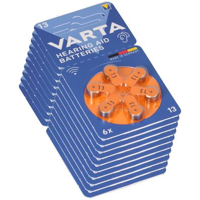 60x Varta Hearing Aid Batterie 13 PR48 Hörgerätebatterie